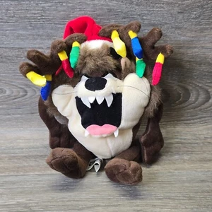 1999 Hannah Barbera Warner Bros. Taz The Reindeer In Santa Hat "13" Plush - Picture 1 of 9