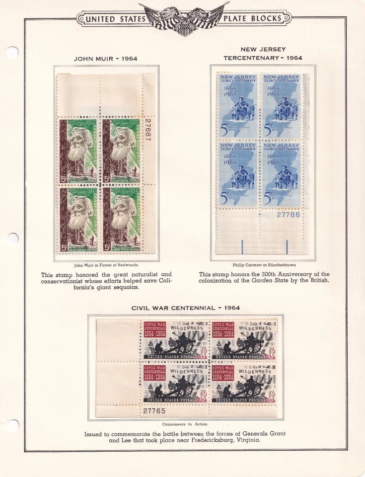 Scott #1189 & 1245 & 1247 Plate Blocks of 4 Stamps - MNH - Image 1 of 1