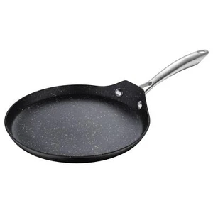 Non-Stick Griddle Pan Round Forged Aluminium Oven Safe MasterPro Vita Black 24cm - Picture 1 of 4