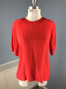 Vintage Escada Margaretha Ley Silk Blouse Top Short Slv Red 34 M Classic Euc - Picture 1 of 3