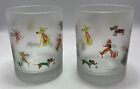 2 Culver Ltd Christmas Dachshund Dog Frosted Low Ball Glass Christmas 4 Tall