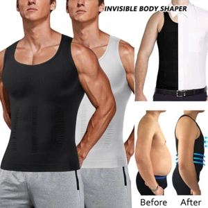 Men's Slimming Body Shaper Tank Top Abdomen Gynecomastia Compression Vest Shirts - Picture 1 of 30