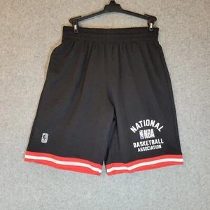 NBA Practice Training Shorts Men Medium Mesh Ribbed Hem Basketball Black Red - Picture 1 of 10