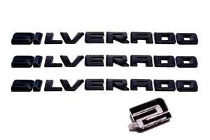 Fit 2019-2025 Gloss Black Silverado LTZ LT Emblem Nameplate Badge Kit Overlay - Picture 1 of 5
