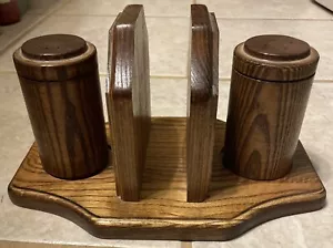 Set Porta Tovaglioli Legno Sale e Pepe Shaker Cornovaglia USA Vintage - Foto 1 di 7