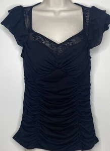 KOUTURE by Kimora Junior elegante Bluse Top L schwarz Spitze hinten Herzausschnitt - Bild 1 von 15