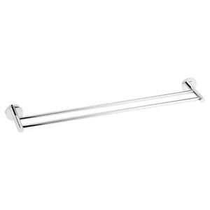 PORTASCIUGAMANI DA PARETE A DOPPIA ASTA 61 CM ARGENTO DESIGN MODERNO MOD:00252 - Foto 1 di 6