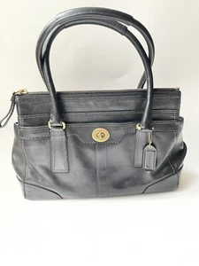 Coach Hampton Satchel 11047 Black Leather Handbag Carryall Bag Purse Y2K - Picture 1 of 12