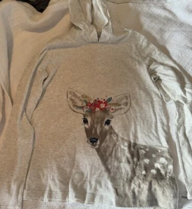 Carters Girls Gray Christmas Holiday Sweatshirt Hoodie Light Weight NWT Sz 12 - Picture 1 of 5