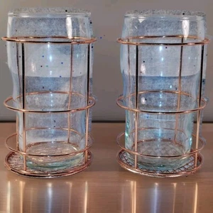 2 Clear Glass Rose Bathroom Accessory - Makeup Brush Holders - Pencil Cups - Picture 1 of 7