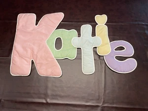 Vintage 1990s Rainbow Fabric Letter’s Katie Girls Room Nursery Banner 18T X 30W - Picture 1 of 11