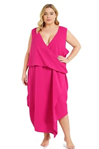 Boohoo Hot Pink Übergröße ärmelloses drapiertes Etuikleid – Damen 20 - Bild 1 von 12