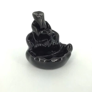 Ceramic Smoke Backflow Incense Cone Burner Holder Waterfall Black 4" H - Picture 1 of 12