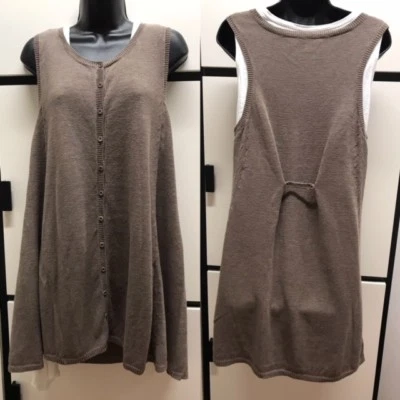 Eileen Fisher L Fine Gauge Linen Branch Racer Back Long Vest - Image 1 of 4