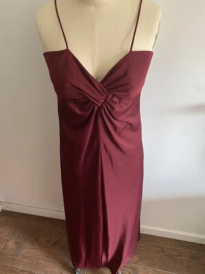 Vintage Lee Jordan Spaghetti Strap Dress Burgundy Size 8 Maxi 80’s Slit In Front - Image 1 of 4