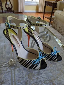 Sophia Webster Size 41 Black & White Striped Heel - Picture 1 of 7