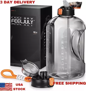 1 Gallon Water Bottle with Straw, 128oz, Large, Reusable Leak Proof for Gym Camp - Picture 1 of 13