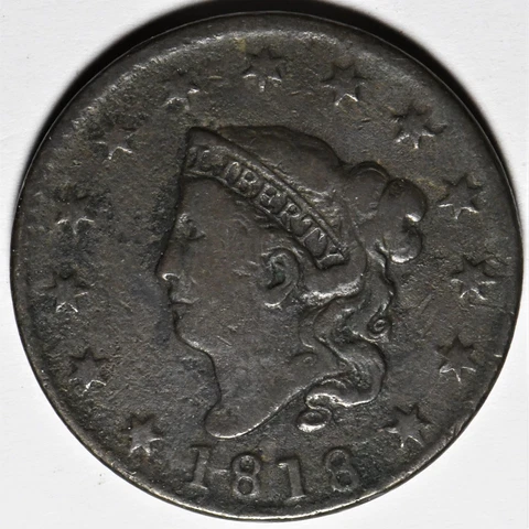 1818 Coronet Head large cent with good details Cover