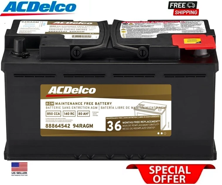 Batería 12V AcDelco Universal AGM 80 Amp CCA 850 140 Capacidad Reserva Totalmente Nueva Foto 1 de 4