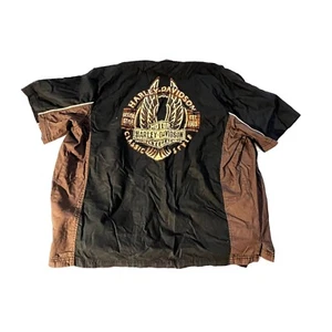 Harley Davidson Motorcycles Collar Button Down Black Brown Size XL - Picture 1 of 7