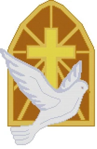 CROSS STITCH+ CRAFT PATTERN  Stained Glass Church Window Cross Dove Bird God - Picture 1 of 17