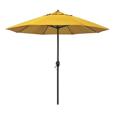  9' Rd Sunbrella Aluminum Patio Umbrella, Crank Lift, Auto Sunflower Yellow - Image 1 of 4