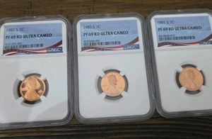 3 Pack- 1982, 1983, 1991 S 1C NGC PF 69 RD Ultra Cameo Lincoln Cent - Picture 1 of 5
