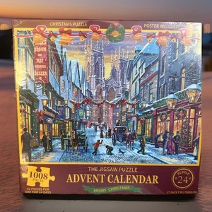 🆕Feliz Navidad✨Calendario de Adviento Rompecabezas✨1008 Piezas✨42 Por Día✨PÓSTER - Imagen 1 de 2