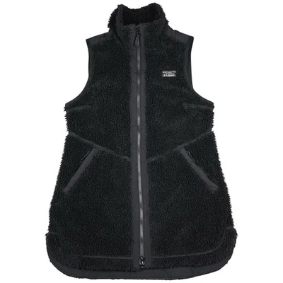 Chaleco Largo LL Bean Sherpa Polar Mujer Medio Difuso Negro Cremallera Completa Bolsillos Esquí Foto 1 de 4