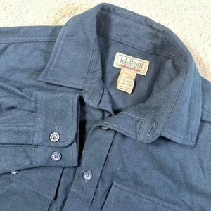 Camisa de tela gamuza L.L.Bean para hombre mediana abotonada franela azul manga larga WOW - Imagen 1 de 15