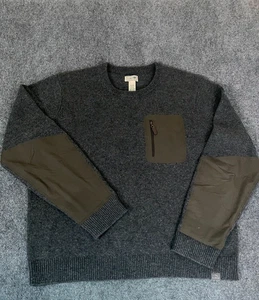 L.L. Bean Maine Guide Gray 100% Merino Lambswool Green Patch Sweater Size XXL - Picture 1 of 11