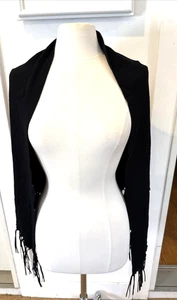 Scialle Etcetera in rayon/nylon nero con frangia da 5" - Foto 1 di 6