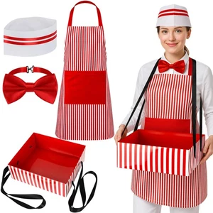 QZYL 1 Set 1950s Halloween Adult Waiter Costume Hot Dog Soda Jerk Movie Night... - Picture 1 of 8