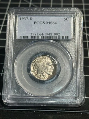1937-D Buffalo Nickel 5c PCGS MS64 OBH - Image 1 of 2