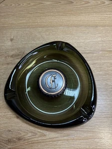 Vintage Cigar Ashtray Mid Century Modern Green Glass Ashtray Heavy - Picture 1 of 11