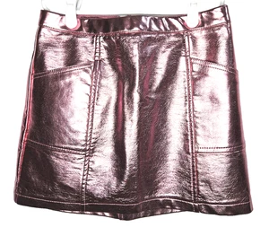 Falda Art Class para niñas talla mediana 8 rosa metálica imitación cuero línea A usada en excelente estado - Imagen 1 de 7