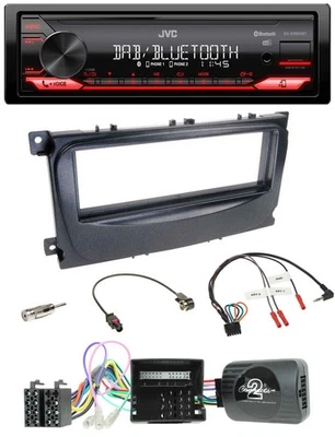 JVC Bluetooth USB DAB Lenkrad Autoradio für Ford C-Max Can 07-10 Focus schwarz - Bild 1 von 4