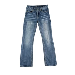 Pantalones de mezclilla BKE Aiden para hombre 26x28 azul corte bota lavado medio mezcla de algodón informales - Imagen 1 de 8