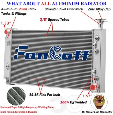 Fit 2003-2005 Chevy Express GMC Savana 1500 2500 4.3L AT 4 Row Aluminum Radiator - Imagem 1 de 4