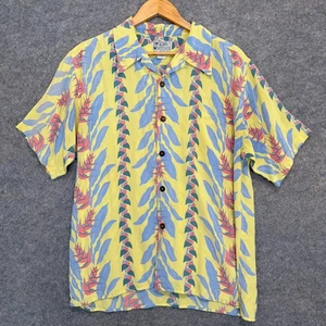 Vintage Avanti Hawaii Aloha Camp Hemd Herren Medium 100% Seide tropische Blätter - Bild 1 von 12
