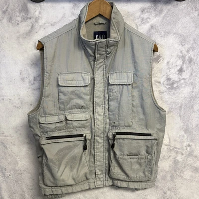 GAP Fleece Lined Quilted Full Zip Nylon Utility Vest Gray Fishing Small 22x24 - Image 1 of 4