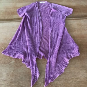 Eileen Fisher 100% Linen Cardigan Women Petite S Purple Open Front Open Knit - Picture 1 of 11