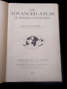 1950 vintage school Bartholomew Advanced Atlas of Modern Geography Meiklejohn - Bild 1 von 13