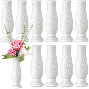10 Pack Composite Plastic Flower Vases Bulk White Small Boho Floral Vases for... - Picture 1 of 10