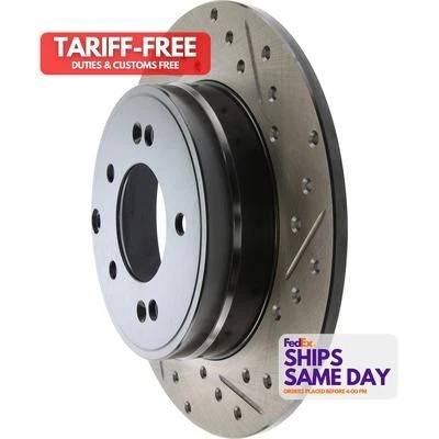 Stoptech 127.51021L, One Sport Slotted & Drilled Rotor Black Iron Performance Pa - Image 1 of 4