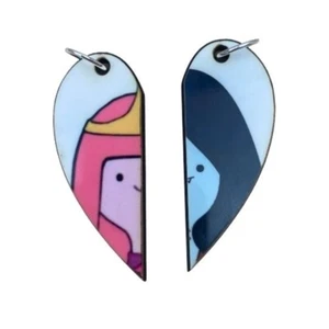 Adventure Time Matching Heart Pendants | Marceline and Princess Bubblegum - Picture 1 of 3