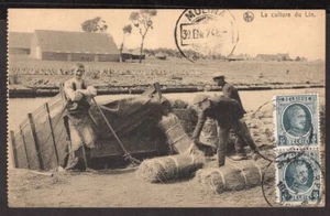 126 POSTAL BBÉLGICA A CHILE - LA CULTURE DU LIN - 1923 ANTWERPEN - MOLINA - Imagen 1 de 2