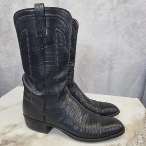 Lucchese Lizard Cowboy Boots Black Men's Size 10 B - Picture 1 of 24