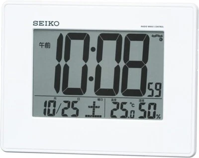SEIKO Table Desk Alarm clock SQ770W White Calender Temperature Celsius Humidity - Image 1 of 4