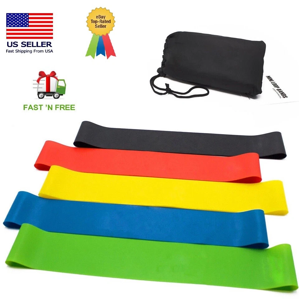 5 bandas de resistencia de látex bucle con bolsa de almacenamiento Foto 1 de 4